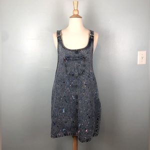 🌼90s Inspired Glamorous Paint Splattered Denim Jumper Mini Dress🌼
